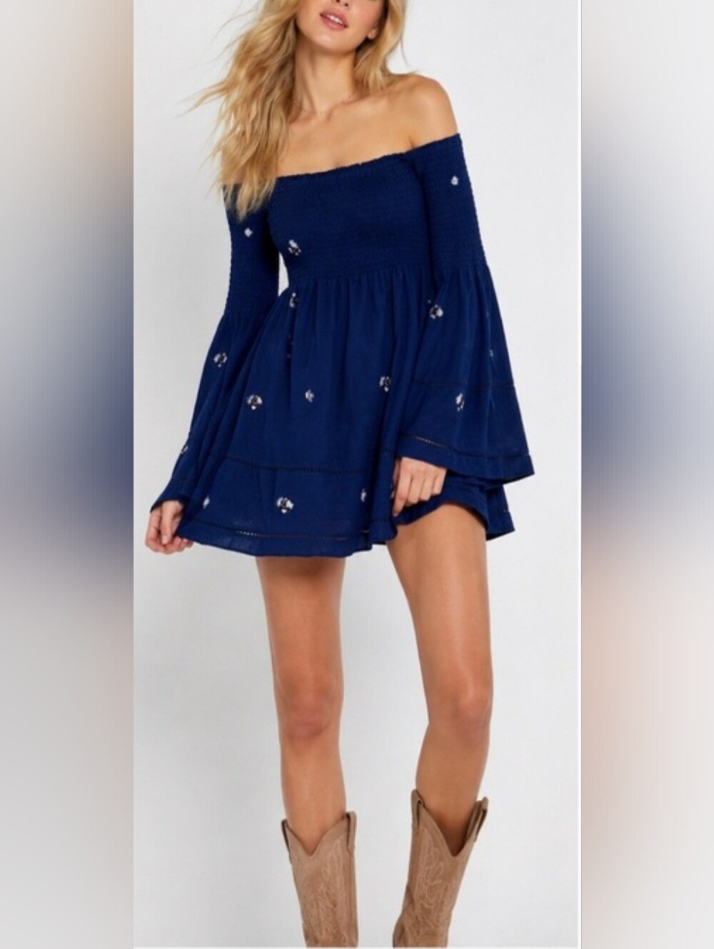 Free People Counting Daisies Off The Shoulder Mini Dress Size Medium